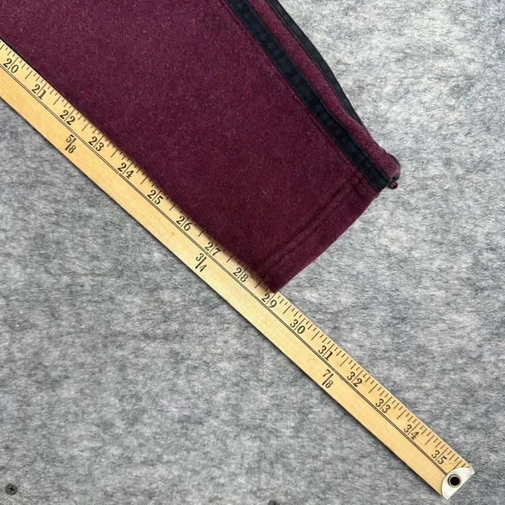 Adidas Joggers Maroon Good Fleece Tapered 3-Stripe Zipper Ankle Pants Mens Small